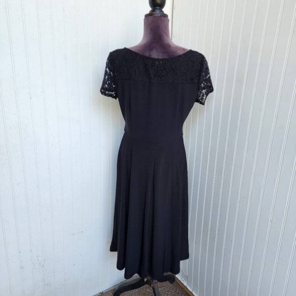 Perceptions New York Dress Lace Black Lace Short Sleeves Womens Stretch Sz M - Picture 6 of 14